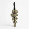 Pyrite crystal hanger with natural pyrite stones wrapped in wire and black thread