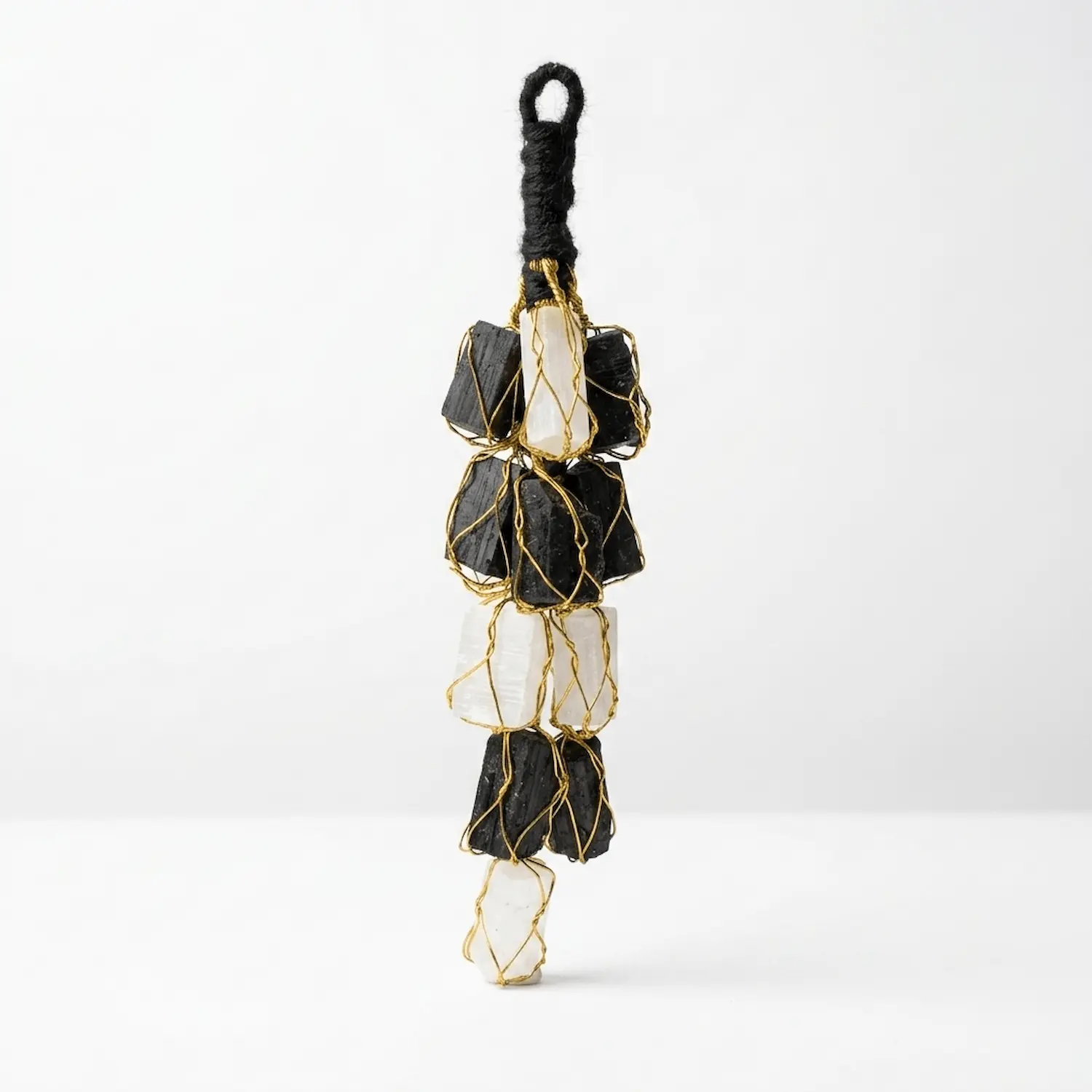 Selenite & Black Tourmaline Crystal Hanger For Protection & Cleansing - Image 2