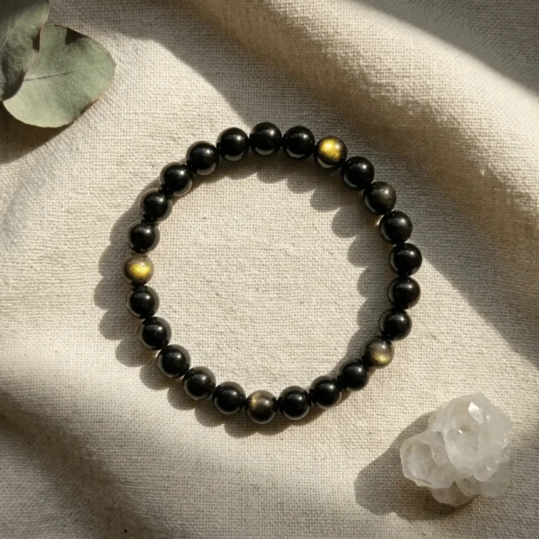 8mm Golden obsidian crystal bracelet 8mm with natural golden sheen in sunlight