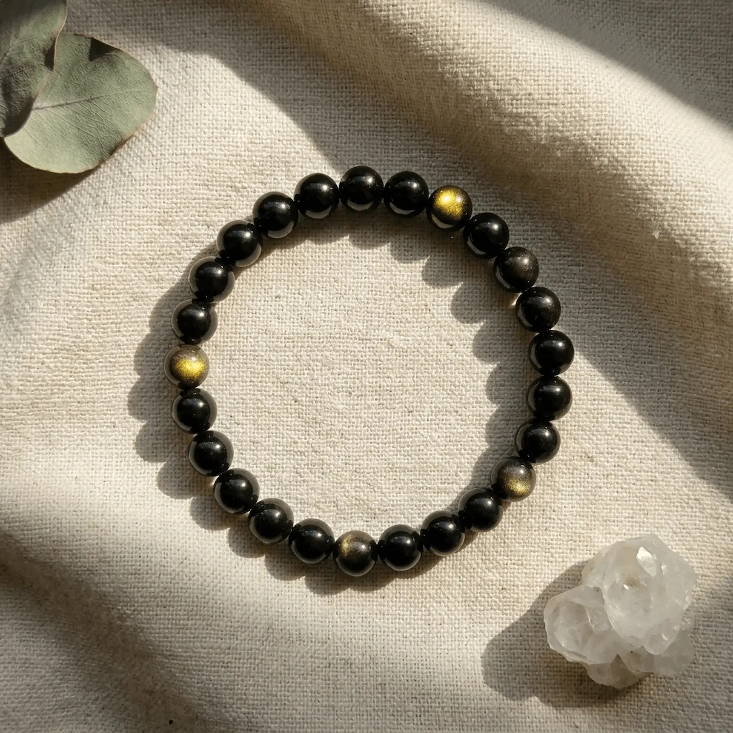 8mm Golden obsidian crystal bracelet 8mm with natural golden sheen in sunlight