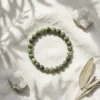 Green jade crystal bracelet 8mm with natural polished beads with quartz crystals