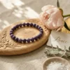 Lepidolite crystal bracelet 8mm styled with soft decor and calming elements