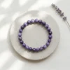 Lepidolite crystal bracelet 8mm with natural lilac and purple beads