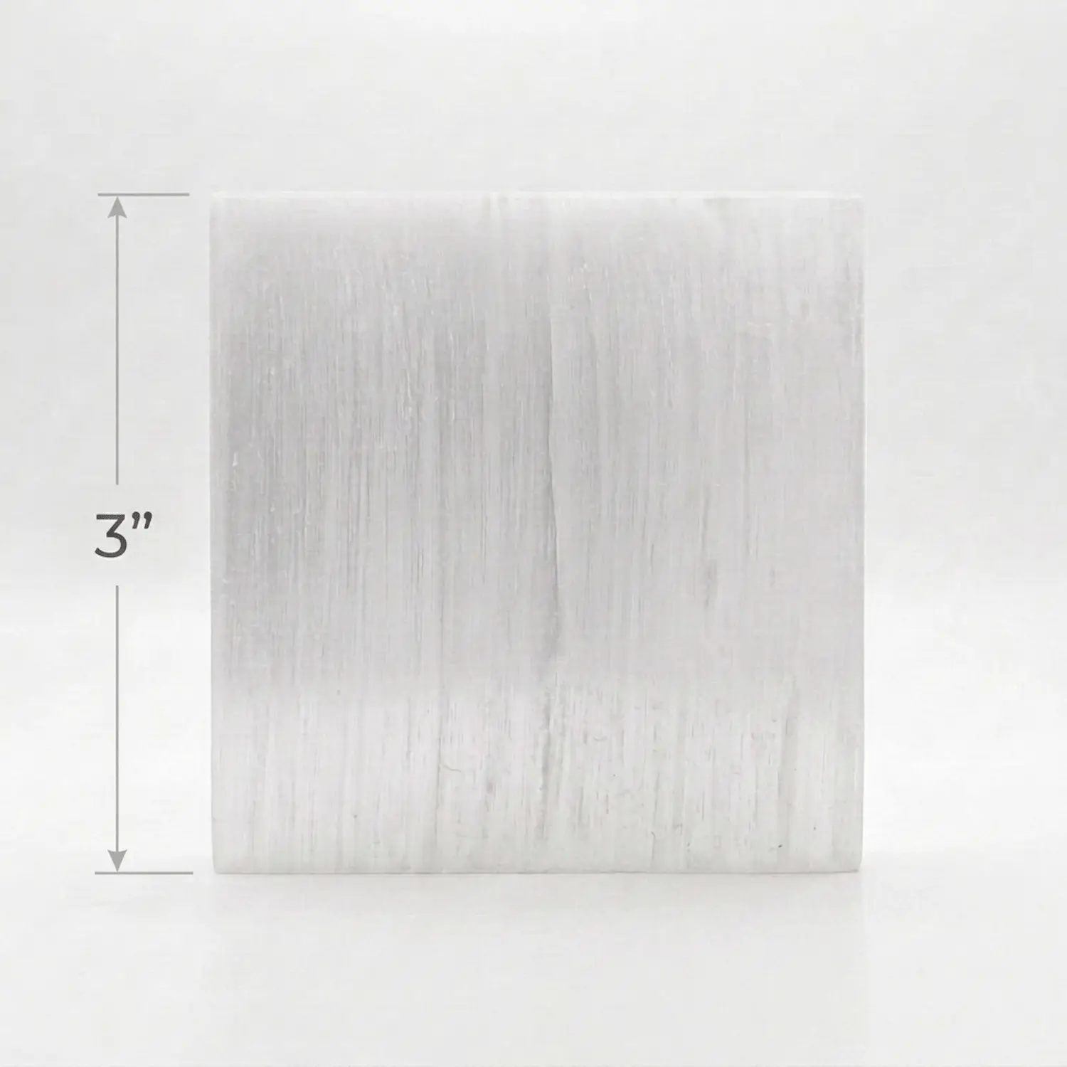 3-inch square selenite charging plate shown on a white background